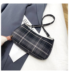 Plaid Print Underarm Bags Cloth Ladies Handbags Women Shoulder Bags