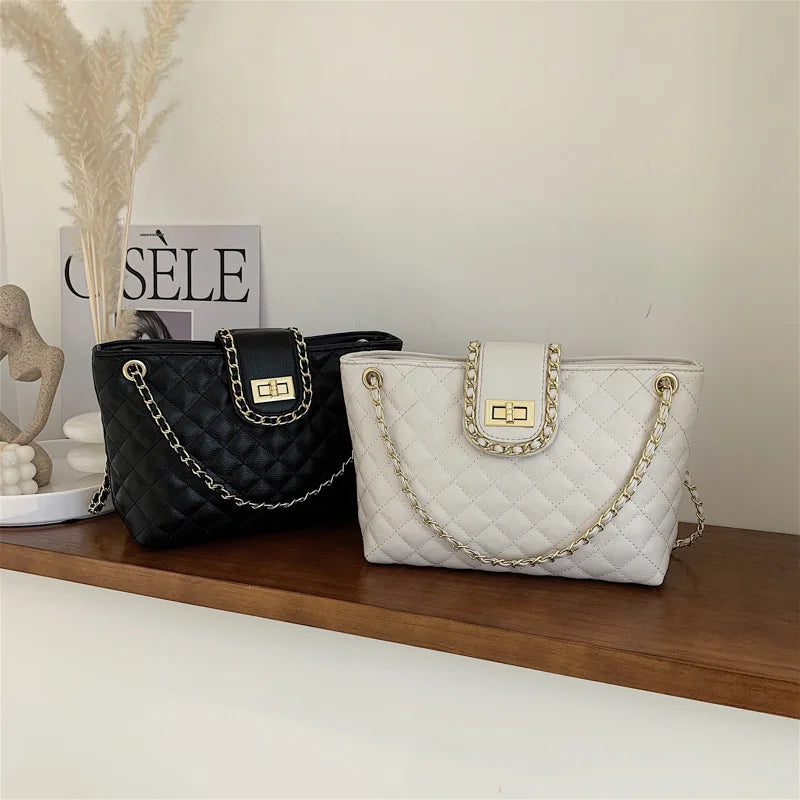 Plaid PU Leather Women Shoulder Bag Crossbody Bags Chain Strap Handbags