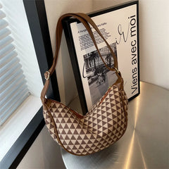 Plaid Shoulder Bag for Women Pu Leather Casual Underarm Female Crossbody Bags