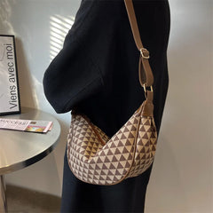Plaid Shoulder Bag for Women Pu Leather Casual Underarm Female Crossbody Bags