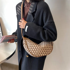 Plaid Shoulder Bag for Women Pu Leather Casual Underarm Female Crossbody Bags