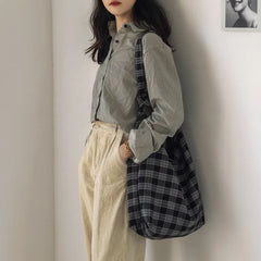 Plaid Shoulder Bag Women Tote Large Capacity Handbag Crossbody Bags