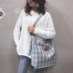 Plaid Shoulder Bag Women Tote Large Capacity Handbag Crossbody Bags