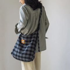 Plaid Shoulder Bag Women Tote Large Capacity Handbag Crossbody Bags