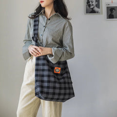 Plaid Shoulder Bag Women Tote Large Capacity Handbag Crossbody Bags