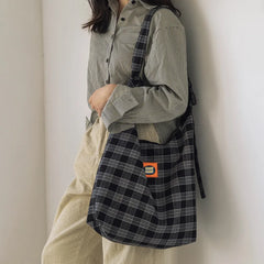 Plaid Shoulder Bag Women Tote Large Capacity Handbag Crossbody Bags