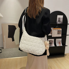 Plaid Shoulder Bags Women Space-Cotton Messenger Handbags Zipper Winter Casual