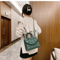 Plaid Square Women Tote Bag PU Leather Crossbody Handbag