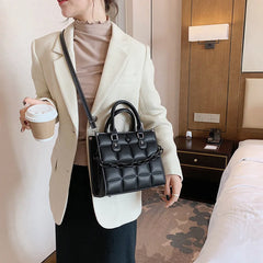 Plaid Square Women Tote Bag PU Leather Crossbody Handbag