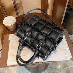 Plaid Square Women Tote Bag PU Leather Crossbody Handbag