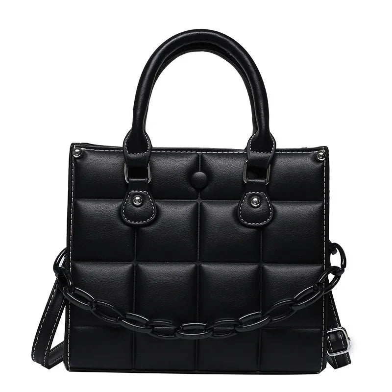 Plaid Square Women Tote Bag PU Leather Crossbody Handbag
