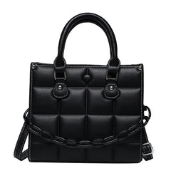 Plaid Square Women Tote Bag PU Leather Crossbody Handbag