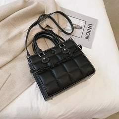 Plaid Square Women Tote Bag PU Leather Crossbody Handbag