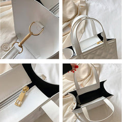 Plaid Tote Handbag PU Leather Women Shoulder Crossbody Bag