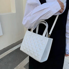 Plaid Tote Handbag PU Leather Women Shoulder Crossbody Bag