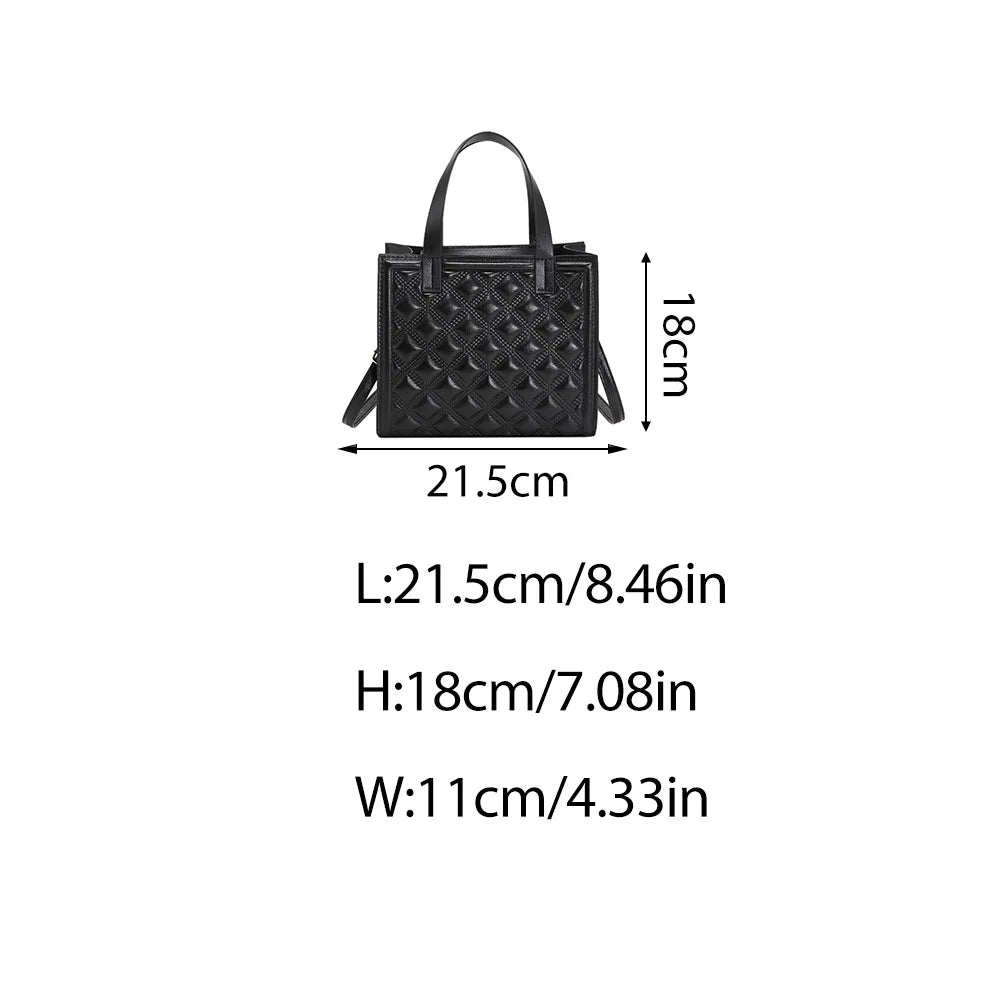 Plaid Tote Handbag PU Leather Women Shoulder Crossbody Bag