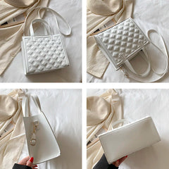 Plaid Tote Handbag PU Leather Women Shoulder Crossbody Bag