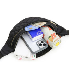 Plaid Waist Bag Pu Leather Belt Bags Women Crossbody Chest Bag