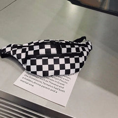 Colorful Plaid Waistbag Unisex Banana Bag Adjustable Shoulder Chest Bag