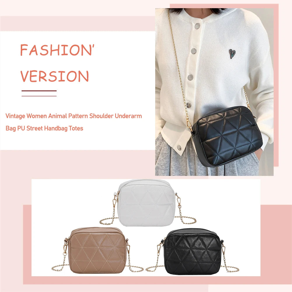 Plaid Women Crossbody Bag Casual Chain Female Underarm Bag