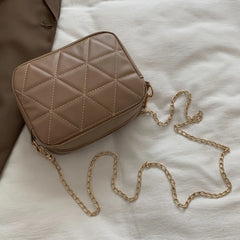 Plaid Women Crossbody Bag Chain Female Underarm Bag Casual Solid PU Leather