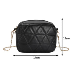 Plaid Women Crossbody Bag Chain Female Underarm Bag Casual Solid PU Leather