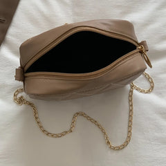 Plaid Women Crossbody Bag Chain Female Underarm Bag Casual Solid PU Leather