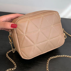 Plaid Women Crossbody Bag Chain Female Underarm Bag Casual Solid PU Leather