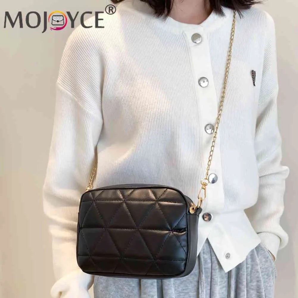 Plaid Women Crossbody Bag Chain Underarm Bag Casual PU Leather Zipper