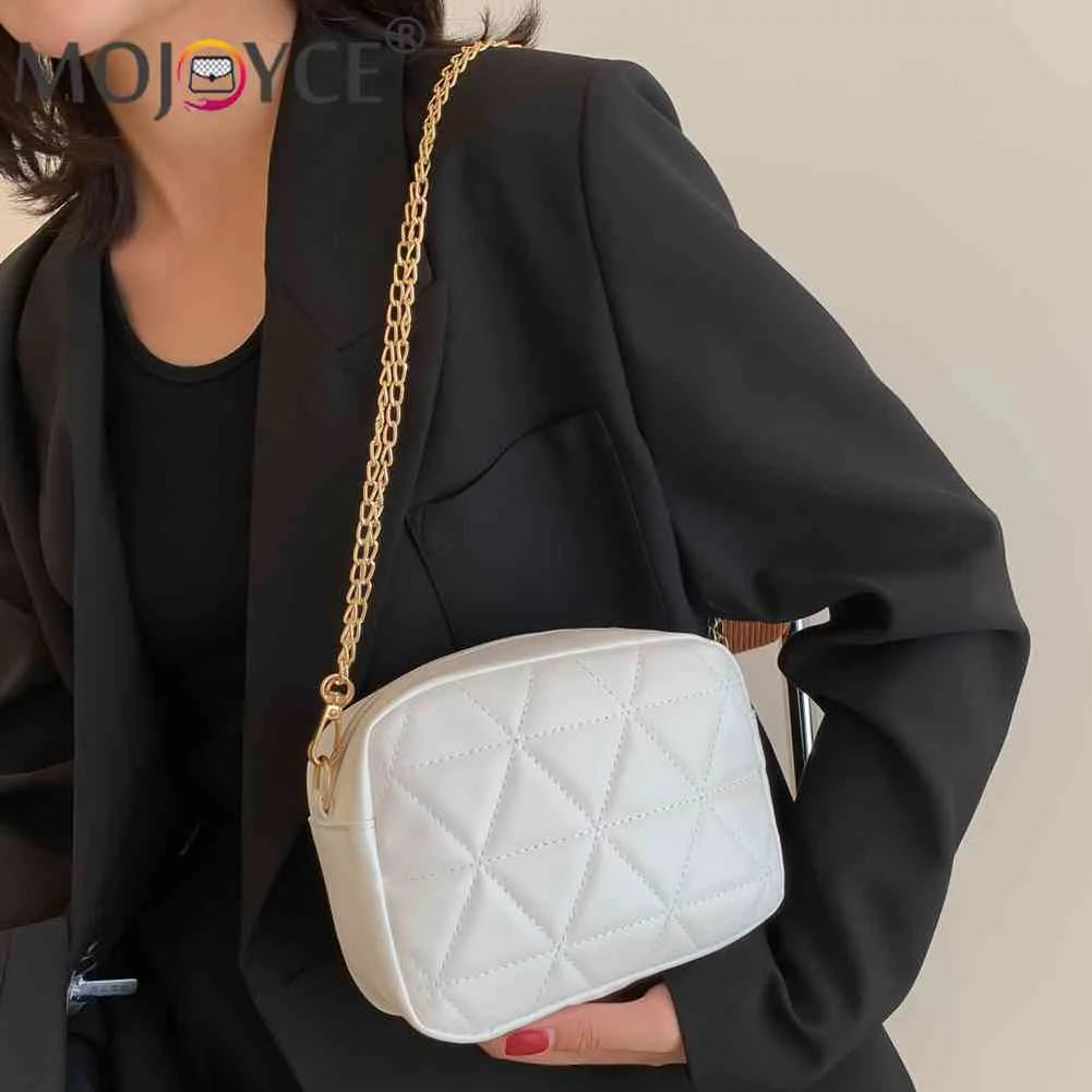 Plaid Women Crossbody Bag Chain Underarm Bag Casual PU Leather Zipper