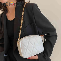Plaid Women Crossbody Bag Chain Underarm Bag Casual PU Leather Zipper