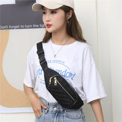 Plaid Women Waist Bag Waterproof Belt Bag Outdoor Crossbody Chest Bag