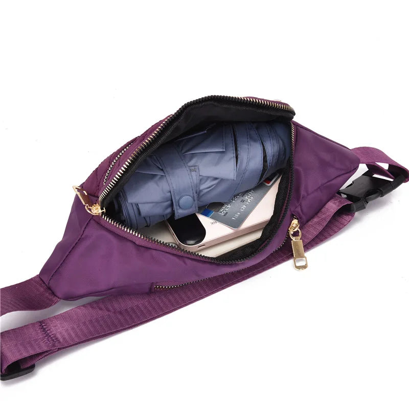 Plaid Women Waist Bag Waterproof Belt Bag Outdoor Crossbody Chest Bag