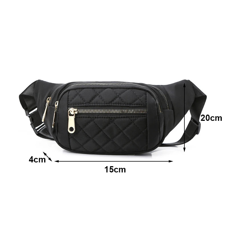 Plaid Women Waist Bag Waterproof Belt Bag Crossbody Chest Bag