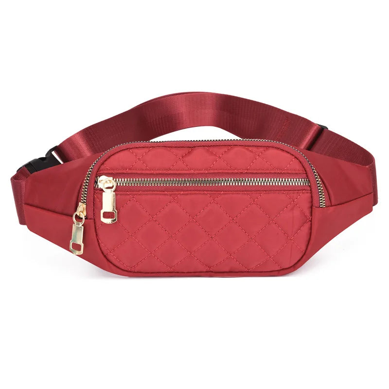 Plaid Women Waist Bag Waterproof Belt Bag Outdoor Crossbody Chest Bag