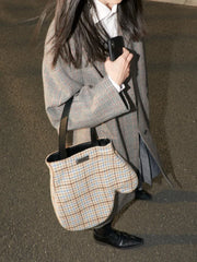 Plaid Women Bag Woolen Gloves Crossbody Shoulder Bag Tote Bags Purse