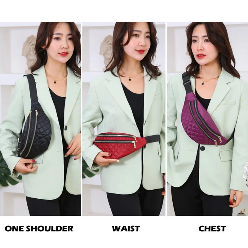 Plaid Women's Waist Bag Ladies Belt Bags Shoulder Crossbody Chest Bag