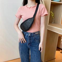 Plaid PU Leather Waist Bag Crossbody Chest Bag