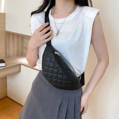 Plaid PU Leather Waist Bag Crossbody Chest Bag