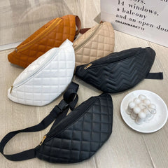 Plaid PU Leather Waist Bag Crossbody Chest Bag