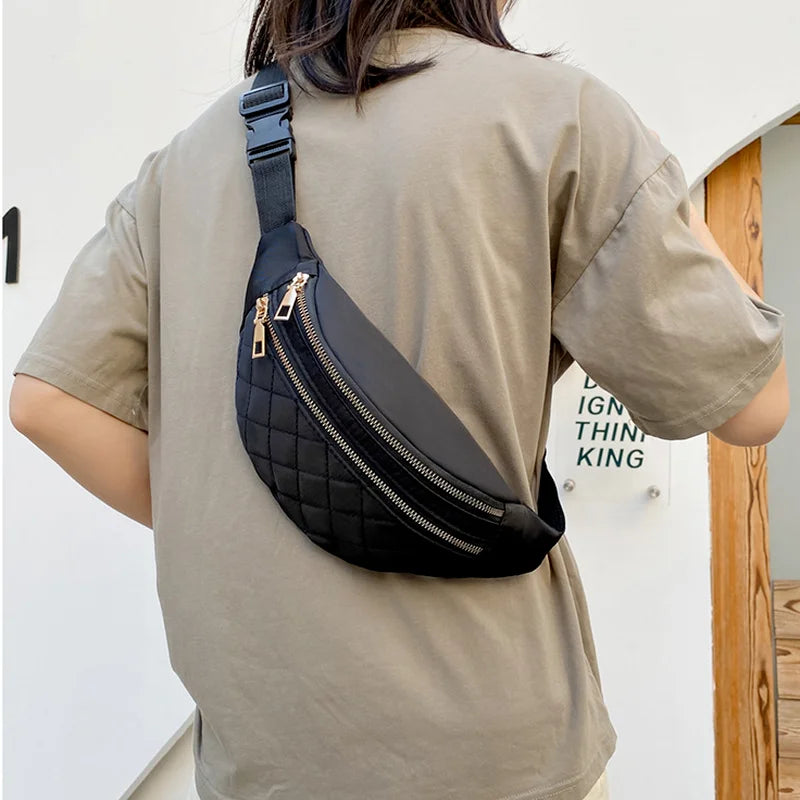 Plaid Women's Waist Bag PU Leather Belt Bags