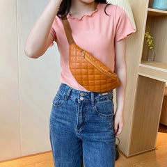 Plaid PU Leather Waist Bag Crossbody Chest Bag