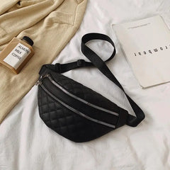 Plaid Women's Waist Bag PU Leather Belt Bag Crossbody Chest Bag