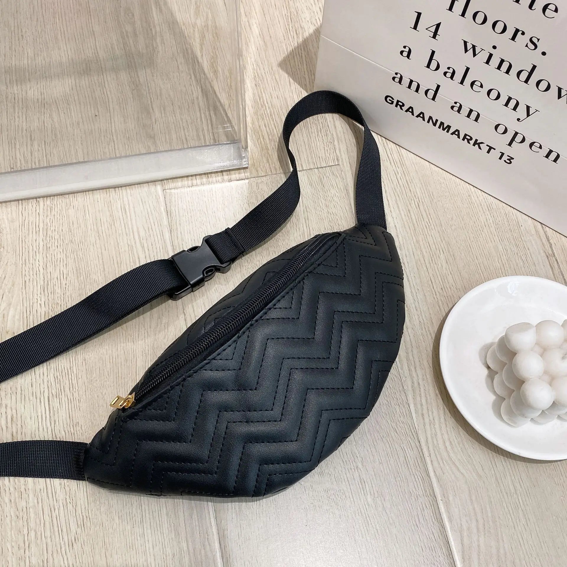 Plaid PU Leather Waist Bag Crossbody Chest Bag