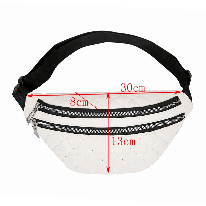 Plaid Women's Waist Bag PU Leather Belt Bags Shoulder Crossbody Chest Bag