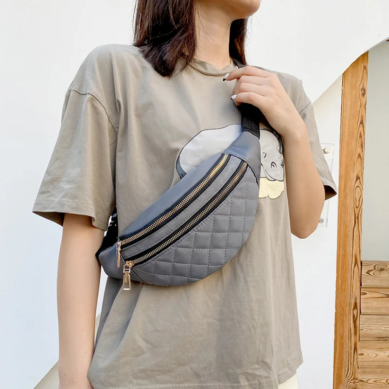 Plaid Women's Waist Bag PU Leather Belt Bags