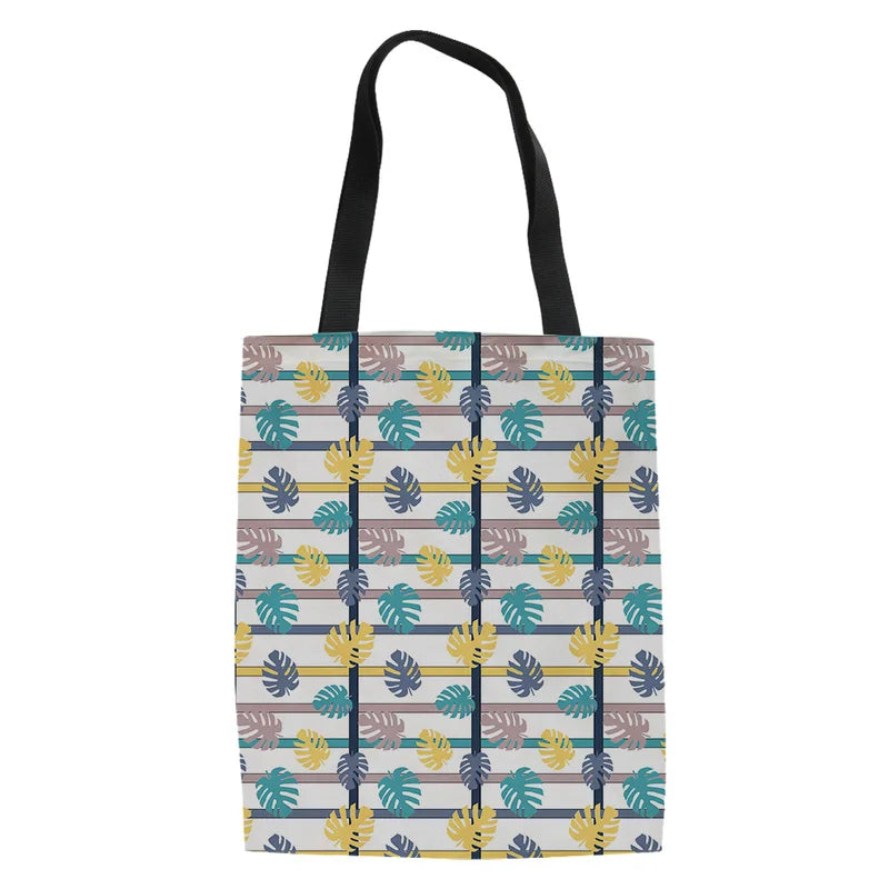 Coconut Palm Printing Tote Bag for Women Foldable Shopping Bag