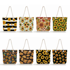 Sunflower Print Beach Tote Eco Reusable Handbag for Women