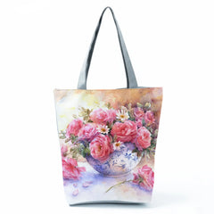 Floral Print Handbags for Women Ladies Big Shopping Bags