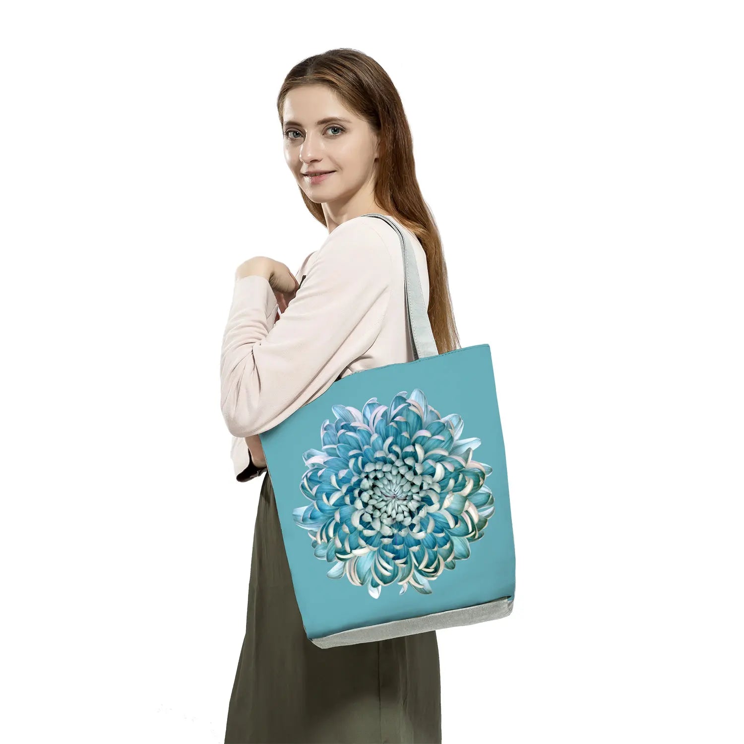 Floral Print Tote Bag for Women High Capacity Travel Beach Outdoor